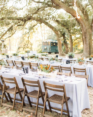 A photo of a reception at Charleston Tea Garden, a Charleston wedding venue and tea planation.