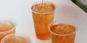 Glass of Southern sweet tea with ice and lemon, made with American Classic Tea from Charleston Tea Garden on Wadmalaw Island