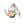 White ceramic teapot ornament with a colorful floral design, curved spout and handle, and a soft mesh ribbon draped over the lid.